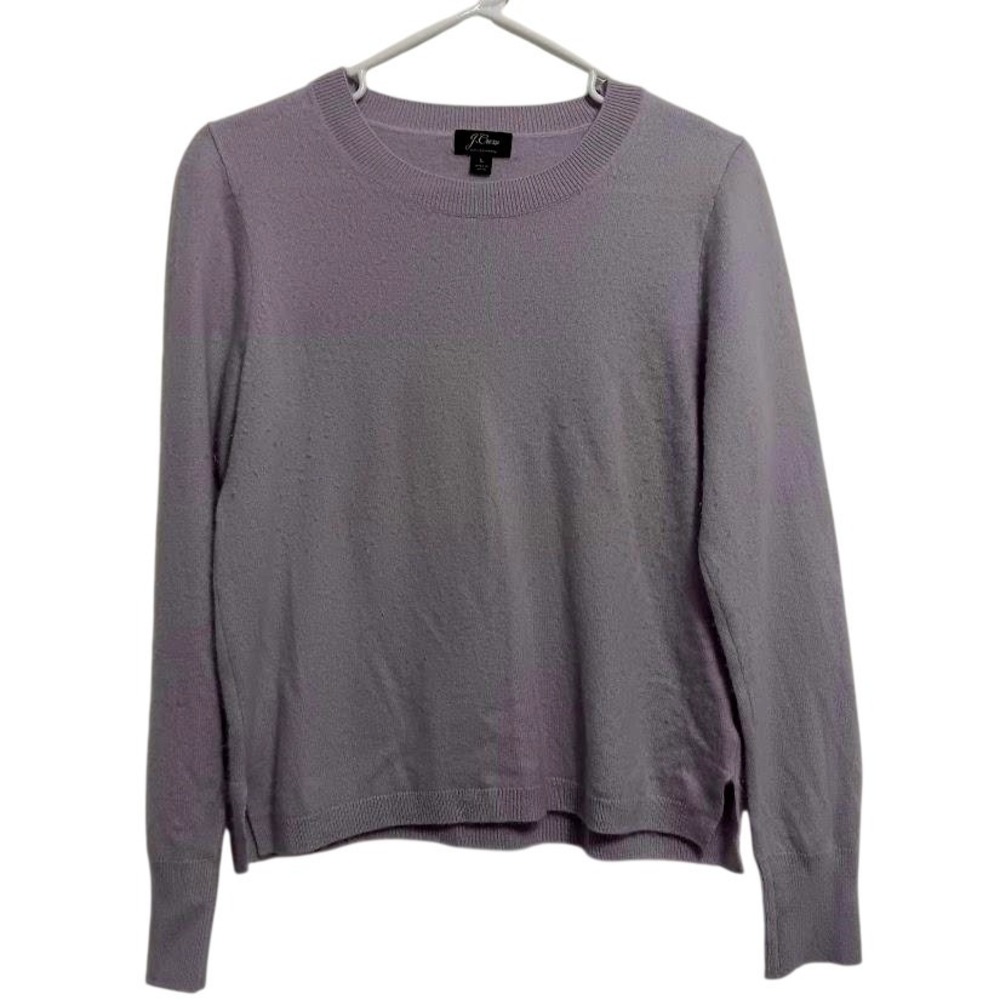 J.Crew Sweater‎ Womens Large Purple 100% Cashmere Crewneck Pullover Raglan Knit